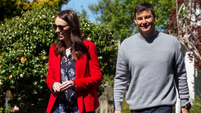 Prime Minister Jacinda Ardern and her fiance Clarke Gayford. Photo / Brett Phibbs