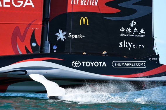 Team New Zealand claimed an emphatic victory against Luna Rossa in race 6. Photo / Photosport