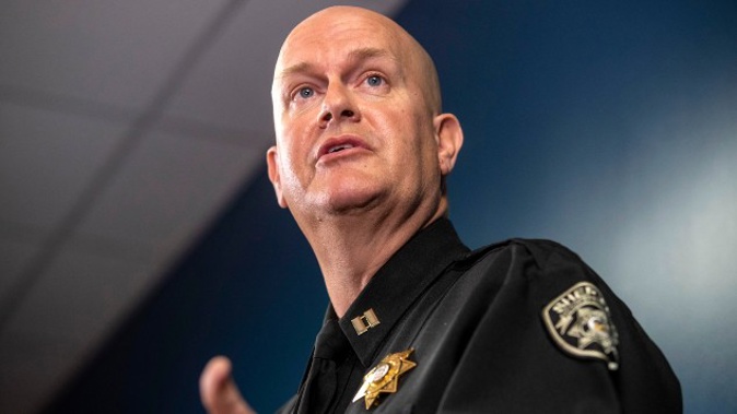 Captain Jay Baker, of the Cherokee County Sheriff's Office, speaks about the arrest of Robert Aaron Long during a press conference at the Atlanta Police Department headquarters in Atlanta. (Photo / AP)