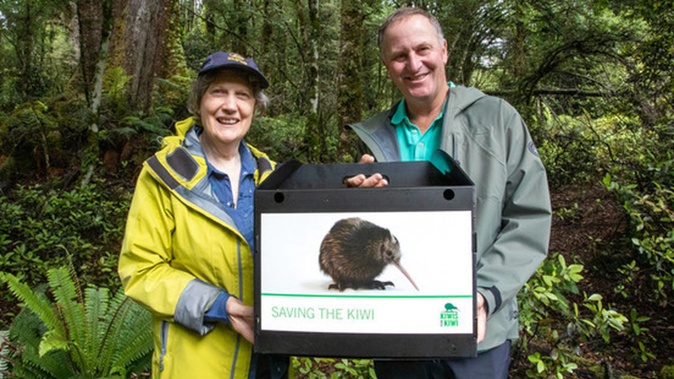 Sir John Key recently joined fellow former PM Helen Clark in releasing into the wild a young kiwi named Ardern, to help promote a new endowment fund the pair will serve as patrons. Photo / Supplied