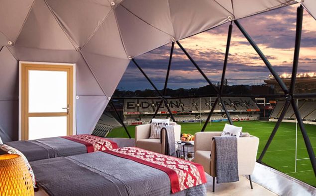 "Staydium Glamping" at Eden Park. (Photo / Supplied)