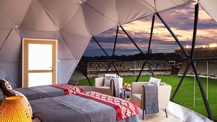 "Staydium Glamping" at Eden Park. (Photo / Supplied)