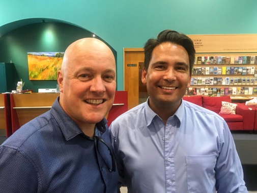 Christopher Luxon and Simon Bridges are taking the party's leadership contest down to the wire. (Photo / Claire Trevett)