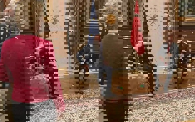 Screen grab from footage released by the Turkish presidency on April 6, 2021, shows Turkish President Recep Erdogan and EU Council President Charles Michel taking the two seats.