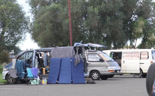 Freedom campers in Te Puke in May 2018. Photo / Stuart Whitaker