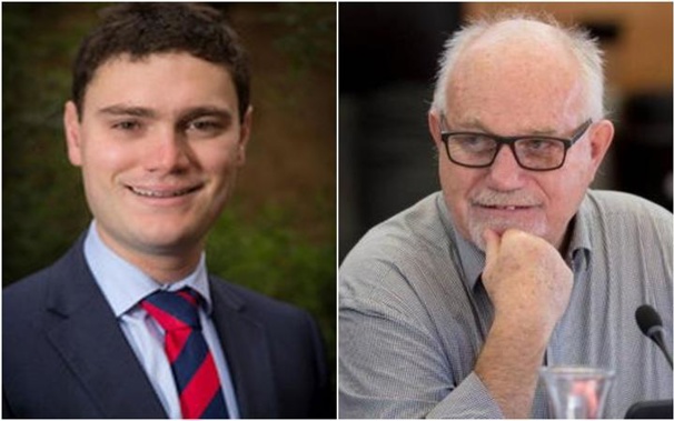 Taxpayers' Union spokesperson Jordan Williams and Hamilton City Councillor, Dave Macpherson. (Photo / RNZ)