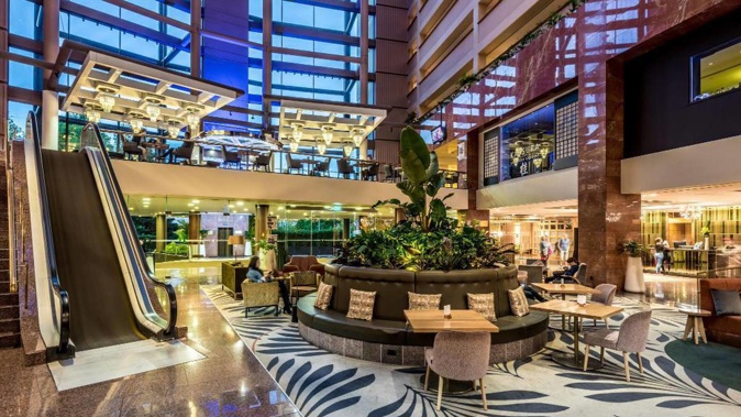 The interior of Auckland's Grand Millennium hotel, which is being used as a managed isolation facility. (Photo / Supplied)