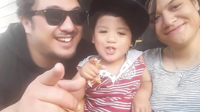 Deajay Parkinson-Batt, 2, pictured with his parents Dion Batt and Talia Parkinson, in Palmerston North. (Photo / Supplied)