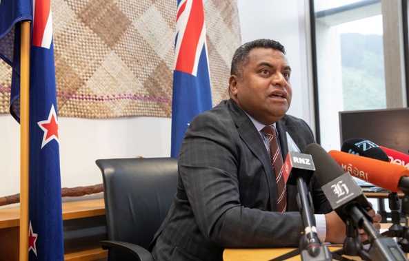 Justice Minister Kris Faafoi announcing the Government has introduced the Counter-Terrorism Legislation Bill. Photo / Mark Mitchell