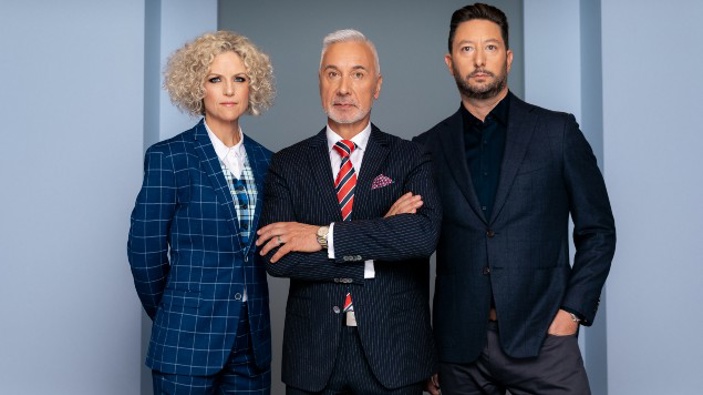 The Apprentice Aotearoa judges Cassie Roma, Mike Pero, and Justin Tomlinson (Photo / TVNZ)