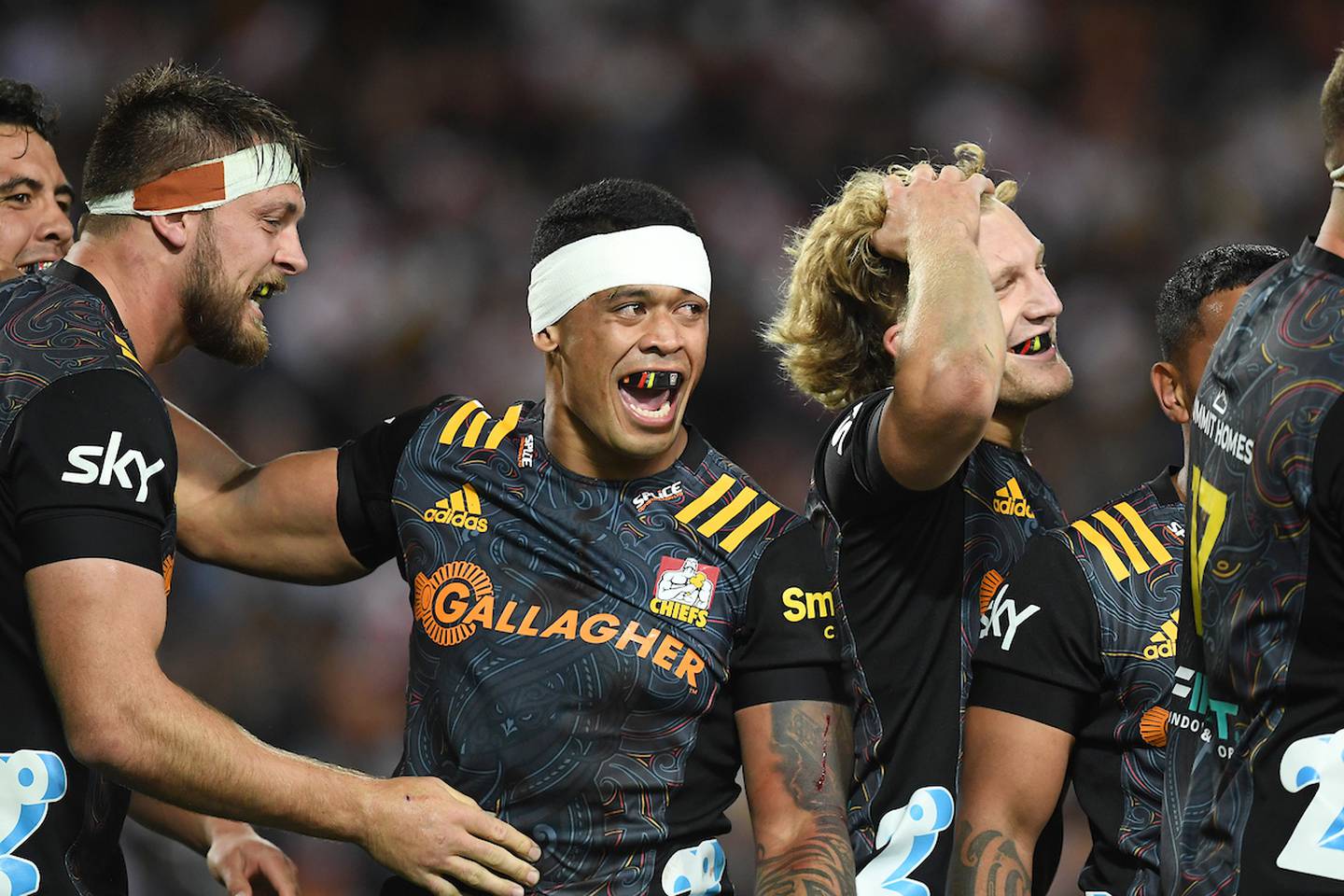 Etene Nanai-Seturo celebrates the Chiefs' win over the Crusaders. Photosport