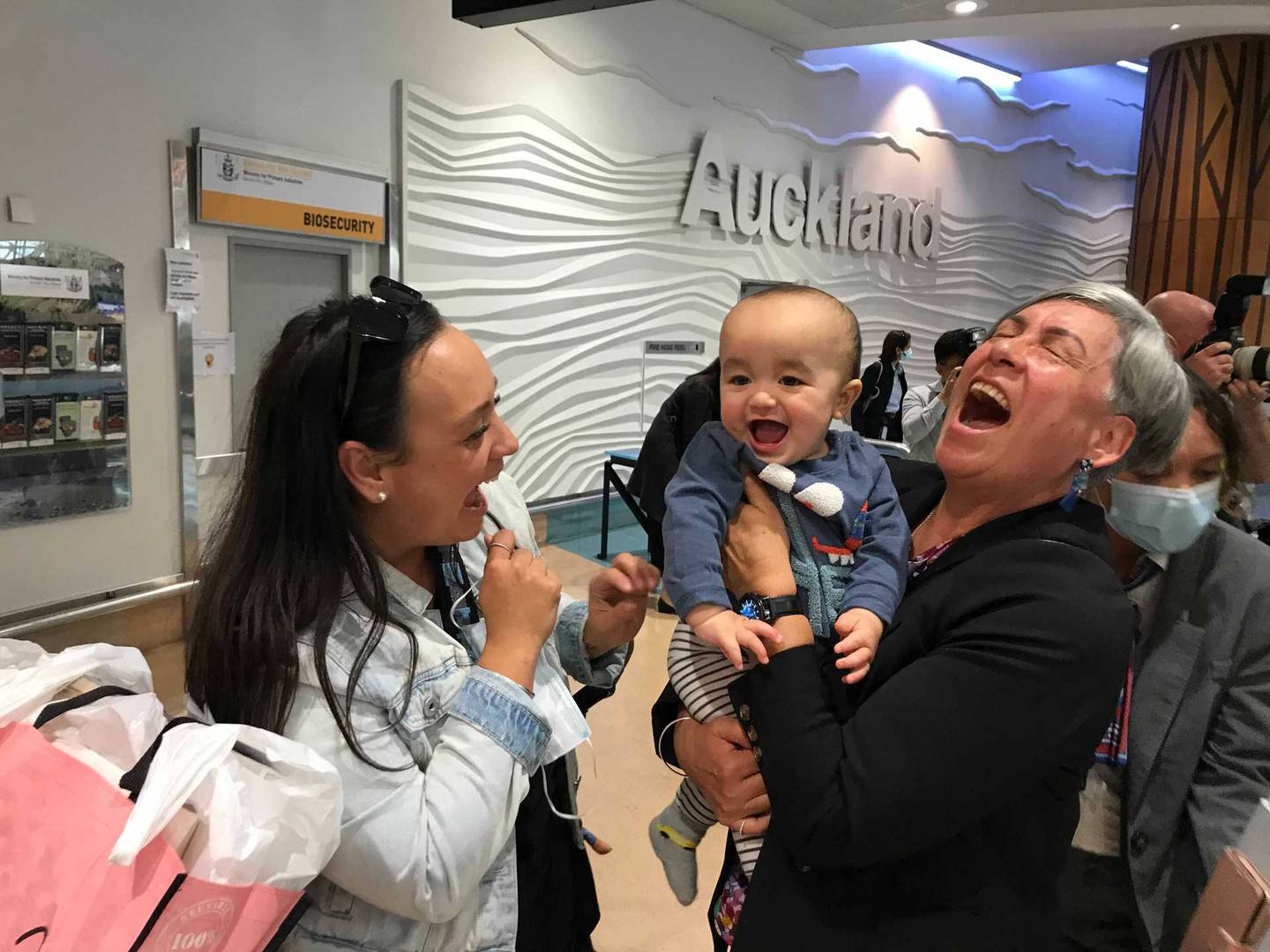 Marleen meeting her grandson. Photo / Michael Neilson