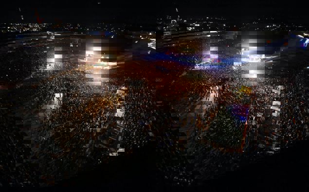 From the rooftop Six60 perform at Eden Park. Photo / Getty Images