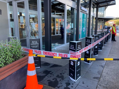 The main entrance to the mall is cordoned off. Photo / Supplied