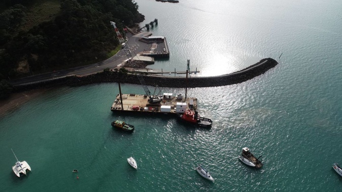 Barge at the site of new marina. Photo / supplied
