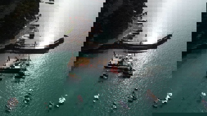 Barge at the site of new marina. Photo / supplied