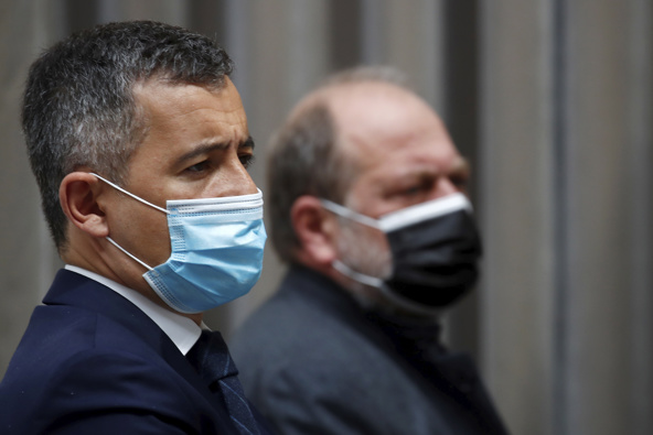 French Interior Minister Gerald Darmanin and Justice Minister Eric Dupond-Moretti. (Photo / AP)