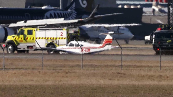 A plane has crashed at Christchurch Airport. (Photo / NZ Herald) 