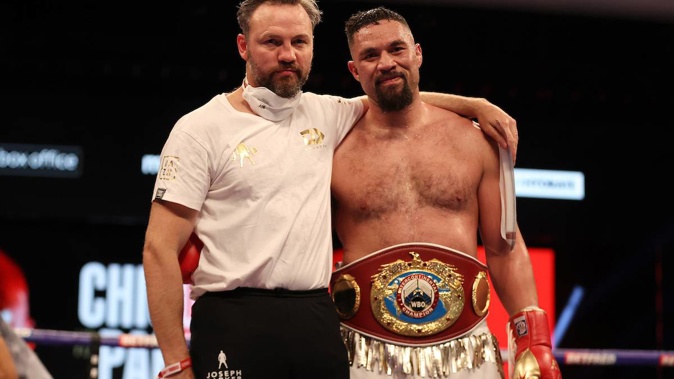 Joseph Parker celebrates his win over Derek Chisora. (Photo \ File)