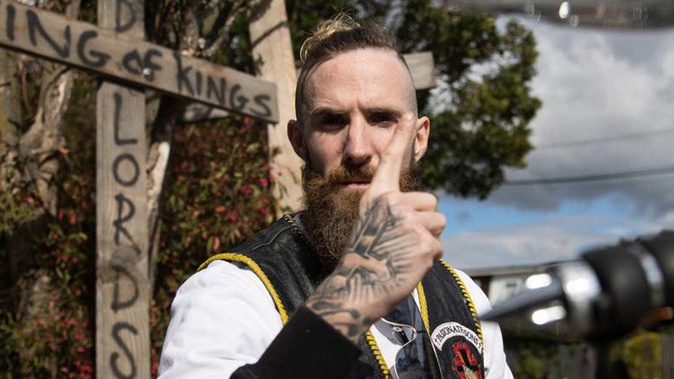 Jacob Skilling has a patch that features Christian verses. Photo / George Heard