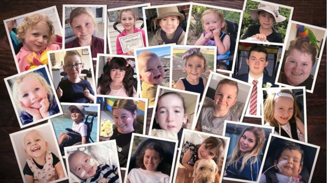 New Zealand children with Spinal Muscular Atrophy. Their families wanted to share their photos even though some have passed away. Photo / RNZ, Vinay Ranchhod