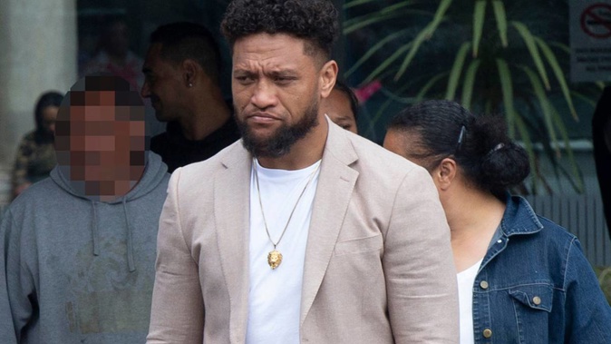 Manu Vatuvei outside the Manukau District Court after an appearance for charges of importing and supplying methamphetamine in December 2019. (Photo / Leon Menzies)