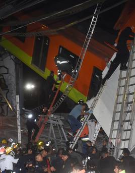 A train track has collapsed in Mexico City. (Video / BNO News)