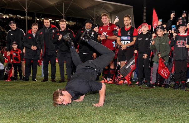 Crusaders coach Scott Robertson celebrates winning the Super Rugby Aotearoa 2021. Photosport