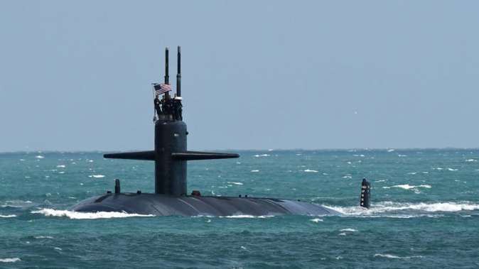 PORT CANAVERAL, FLORIDA, UNITED STATES - 2023/03/08: A nuclear-powered U.S. Navy submarine cruises into the Navy Port at Port Canaveral. Photo / Getty