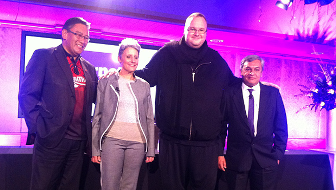Hone Harawira, Laila Harre, Kim Dotcom (Corazon Miller)