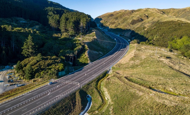 The new State Highway 1 Transmission Gully motorway viewed from Mackays Crossing on March 29, 2022. (Photo / Mark Mitchell)
