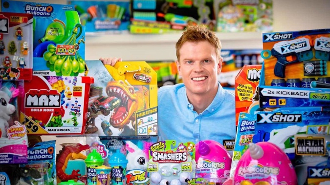 Zuru co-founder Nick Mowbray surrounded by the company's wares. Photo / Supplied