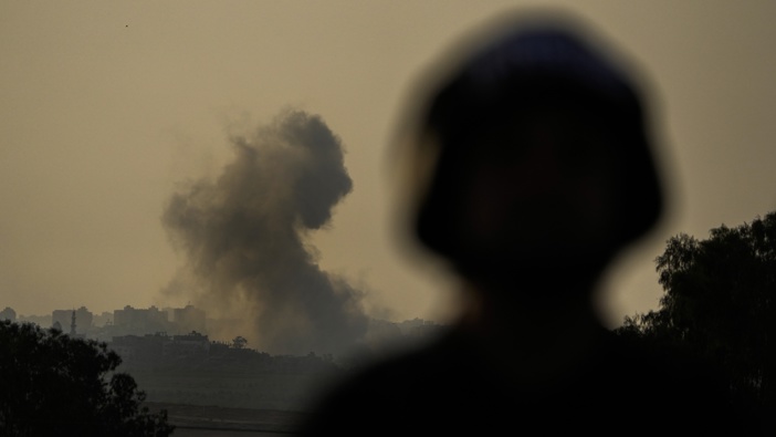 Smoke rises following an Israeli airstrike in the Gaza Strip, as seen from southern Israel, Monday, Oct. 23, 2023. Photo / AP
