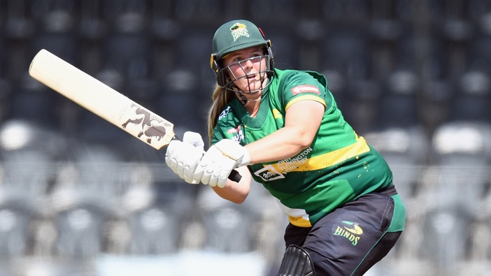 Jess Watkin bats for the Central Hinds in 2021 in their match against the Canterbury Magicians. Photo / Getty
