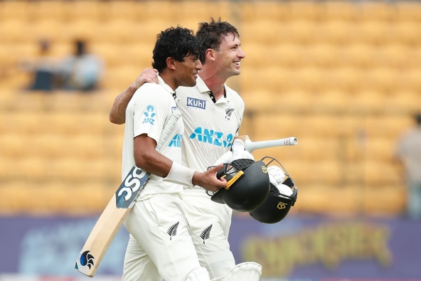 Rachin Ravindra and Will Young put together a match-winning stand. Photo / Photosport