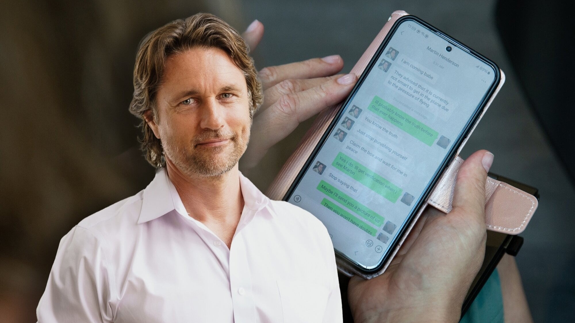 A woman who lost thousands of dollars to an online scam believed she was in a relationship with New Zealand actor Martin Henderson (inset). Composite photo / Sylvie Whinray"