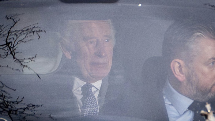 King Charles III leaves Clarence House in London, Tuesday Feb. 6, 2024. Photo / AP