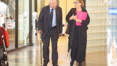 Ron Brierley at Sydney's Downing Centre court building for his case in February last year. (Photo / Getty Images)