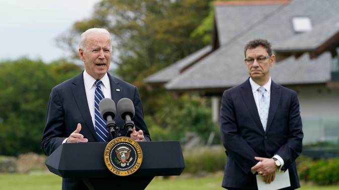 President Joe Biden speaks about his administration's global Covid-19 vaccination efforts ahead of the G-7 summit. Photo / AP