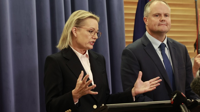 Leader of the Opposition Sussan Ley addresses the media at a press conference at Parliament House on May 13, 2025 in Canberra, Australia. Ley became the first woman to lead the party after winning a party room vote 29-25 against Angus Taylor. (Photo by Hilary Wardhaugh/Getty Images)