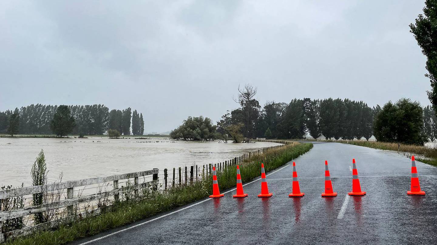 Flooded paddock on Stronvar Rd outside Masterton as Cyclone Dovi passed over New Zealand. Photo / James Church