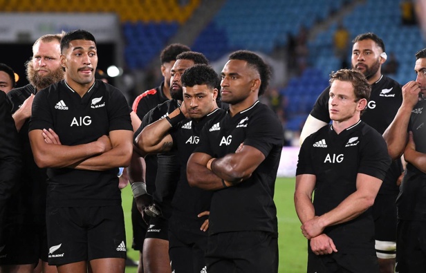 All Blacks players after South Africa defeated New Zealand during their test on the Gold Coast. (Photo / Photosport)