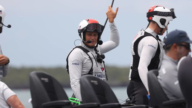 NYYC American Magic skipper, Dean Barker, waiting for a race during the Prada Cup. (Photo / Brett Phibbs)
