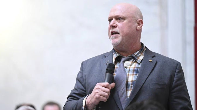 West Virginia Republican Delegate Dave Foggin speaks during a debate on the House of Delegates floor at the State Capitol in Charleston. Photo / AP