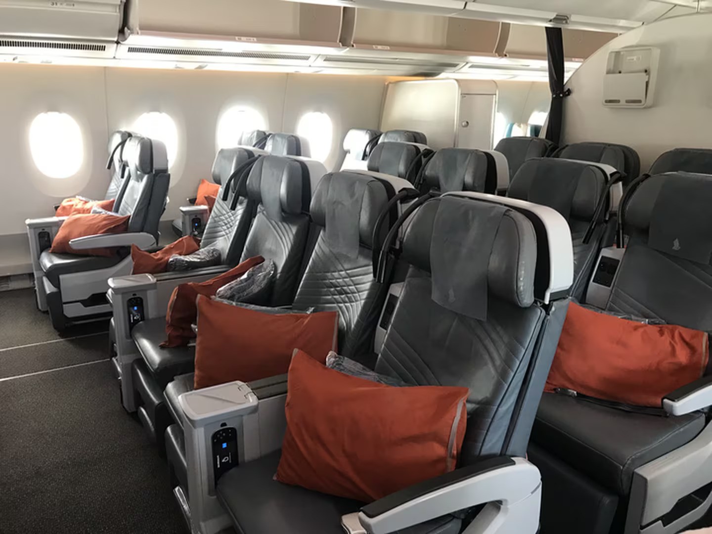The front of the Premium Economy cabin on Singapore Airlines. Photo / Grant Bradley