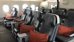 The front of the Premium Economy cabin on Singapore Airlines. Photo / Grant Bradley