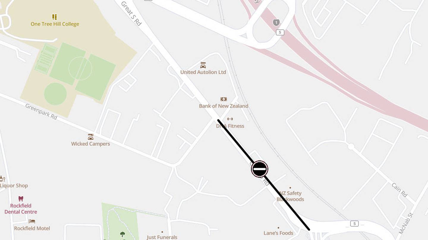 Great South Rd is closed between Walls Rd and Greenpark Rd in Penrose. Photo / Supplied
