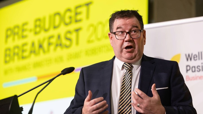 Finance Minister Grant Robertson delivering a pre-Budget speech in Wellington. Photo / Marty Melville