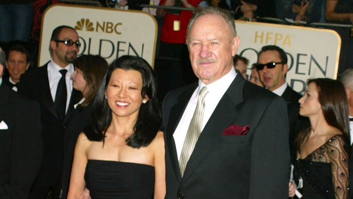 Gene Hackman & wife Betsy Arakawa during The 60th Annual Golden Globe Awards - Arrivals at The Beverly Hilton Hotel in Beverly Hills, California, United States. (Photo by Jeffrey Mayer/WireImage)