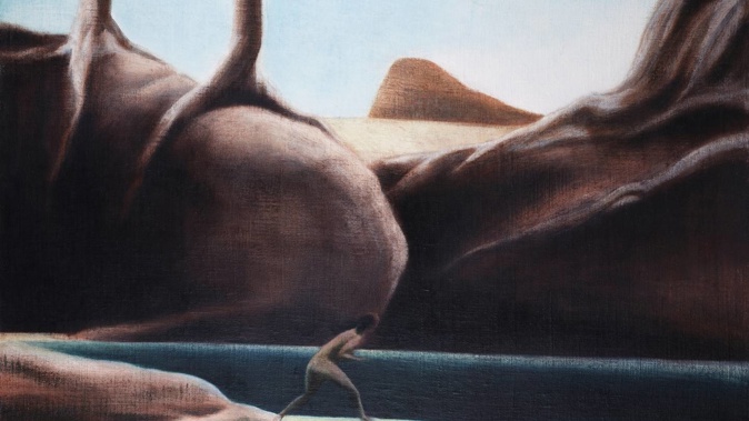 Tony Fomison's 1982 oil painting The Fugitive will be among those sold from the BNZ iconic art collection. (Image / Supplied)